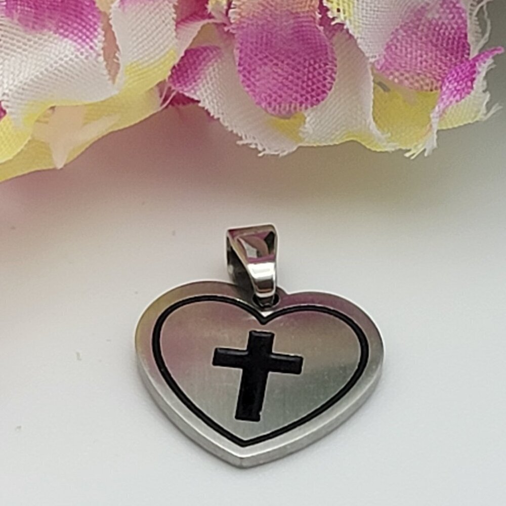 WITH GOD ALL THINGS ARE POSSIBLE Heart Pendant Stainless Steel Signed JCM